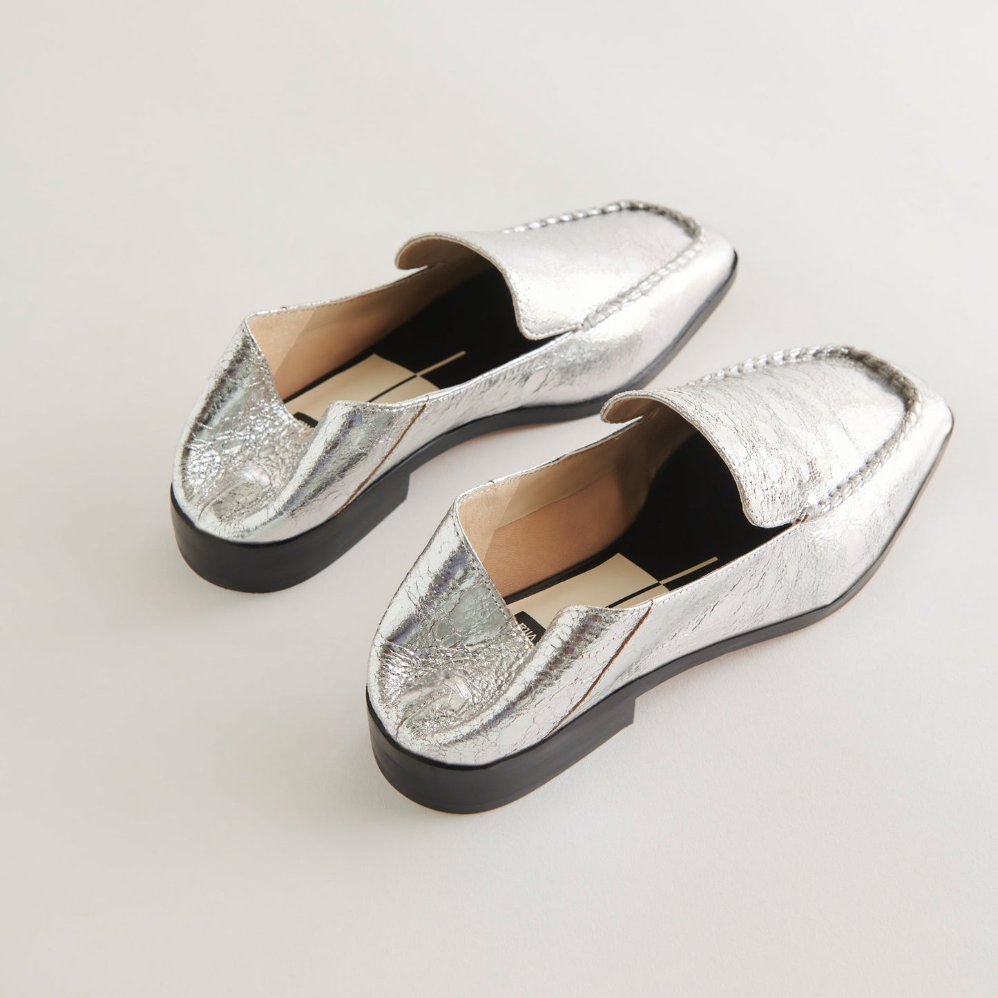 Beny Flats Silver Distressed Leather Dolce Vita