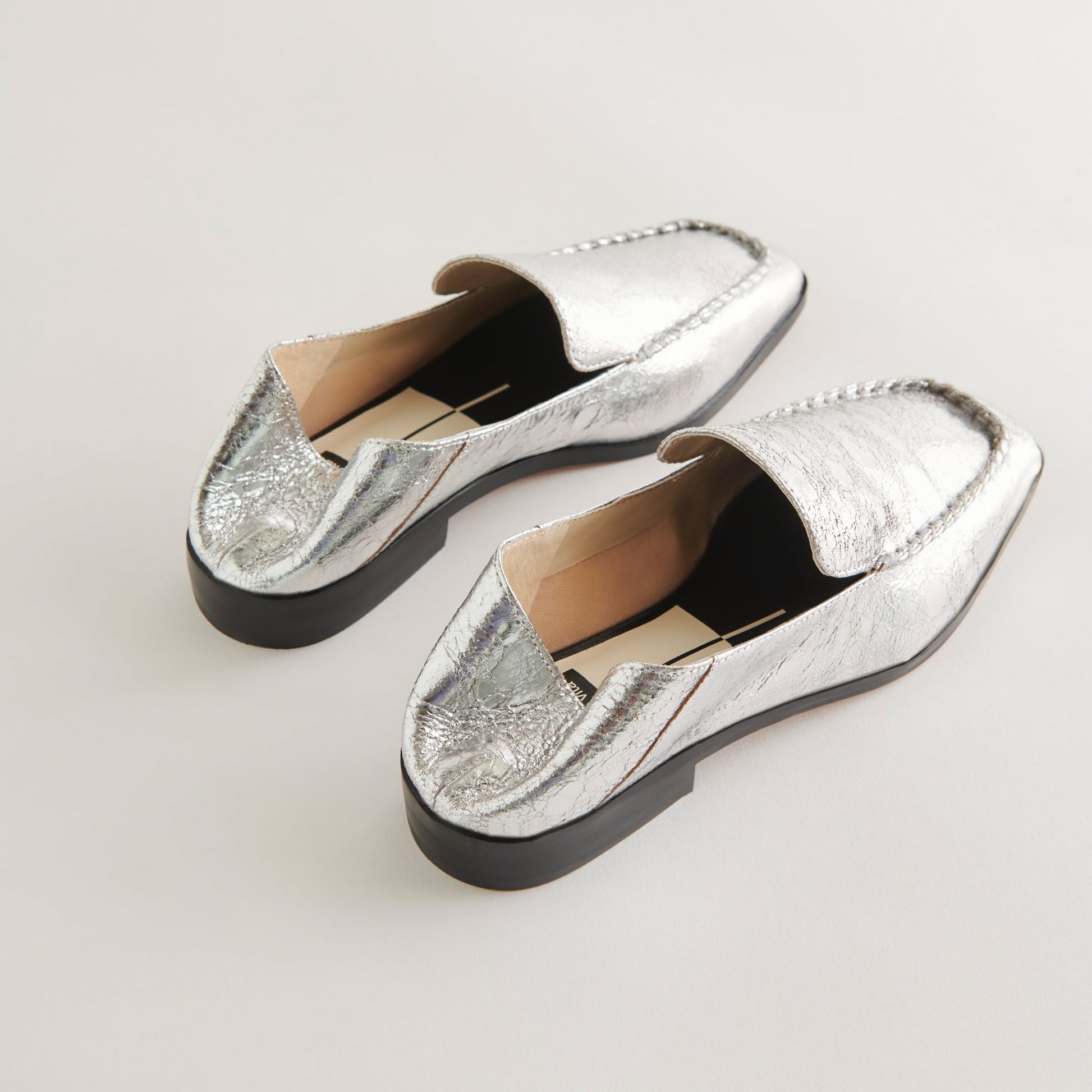 Beny Flats Silver Distressed Leather Dolce Vita