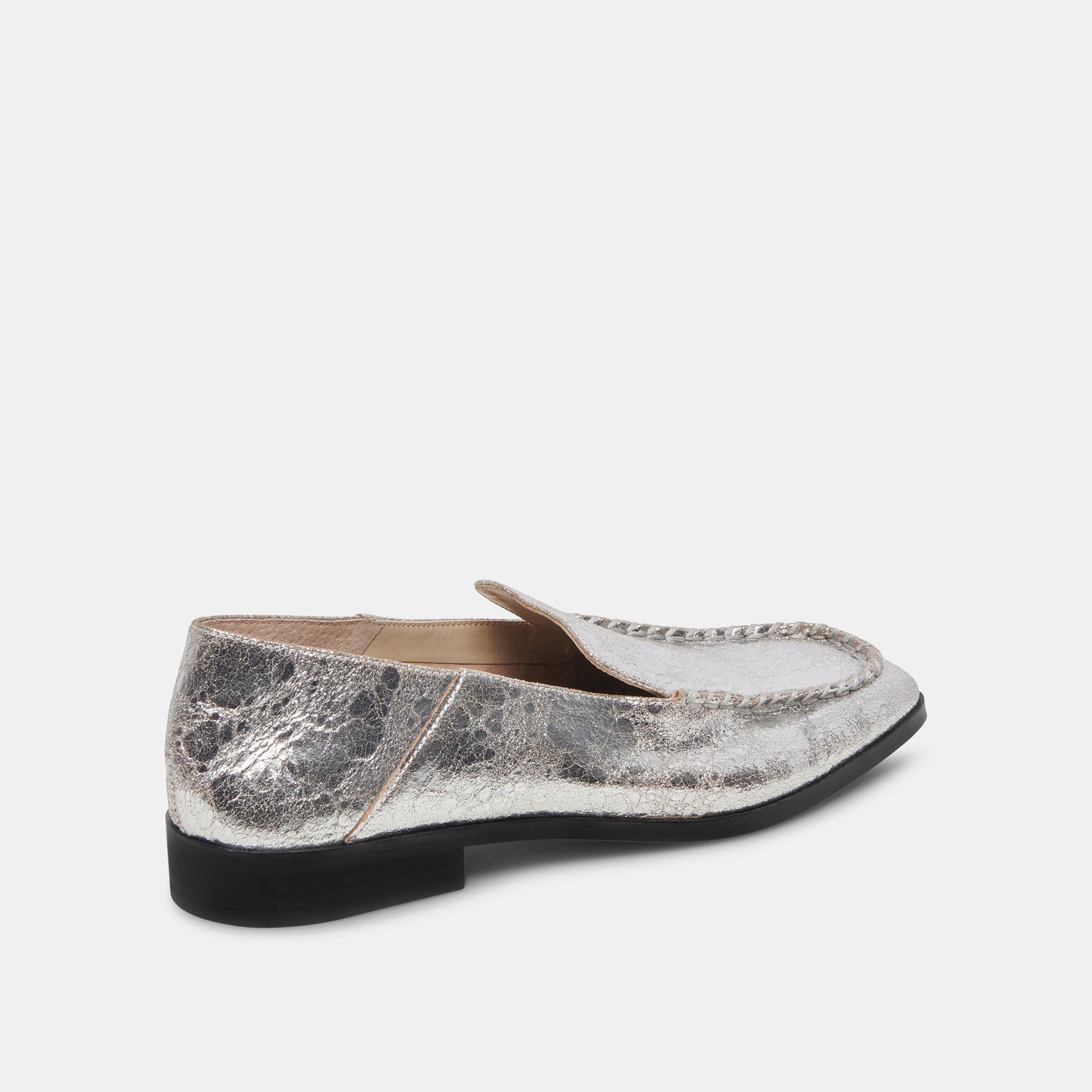 Beny Flats Silver Distressed Leather Dolce Vita