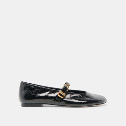 Alizza Midnight Crinkle Patent Ballet Flats Dolce Vita