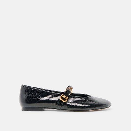 Alizza Midnight Crinkle Patent Ballet Flats Dolce Vita