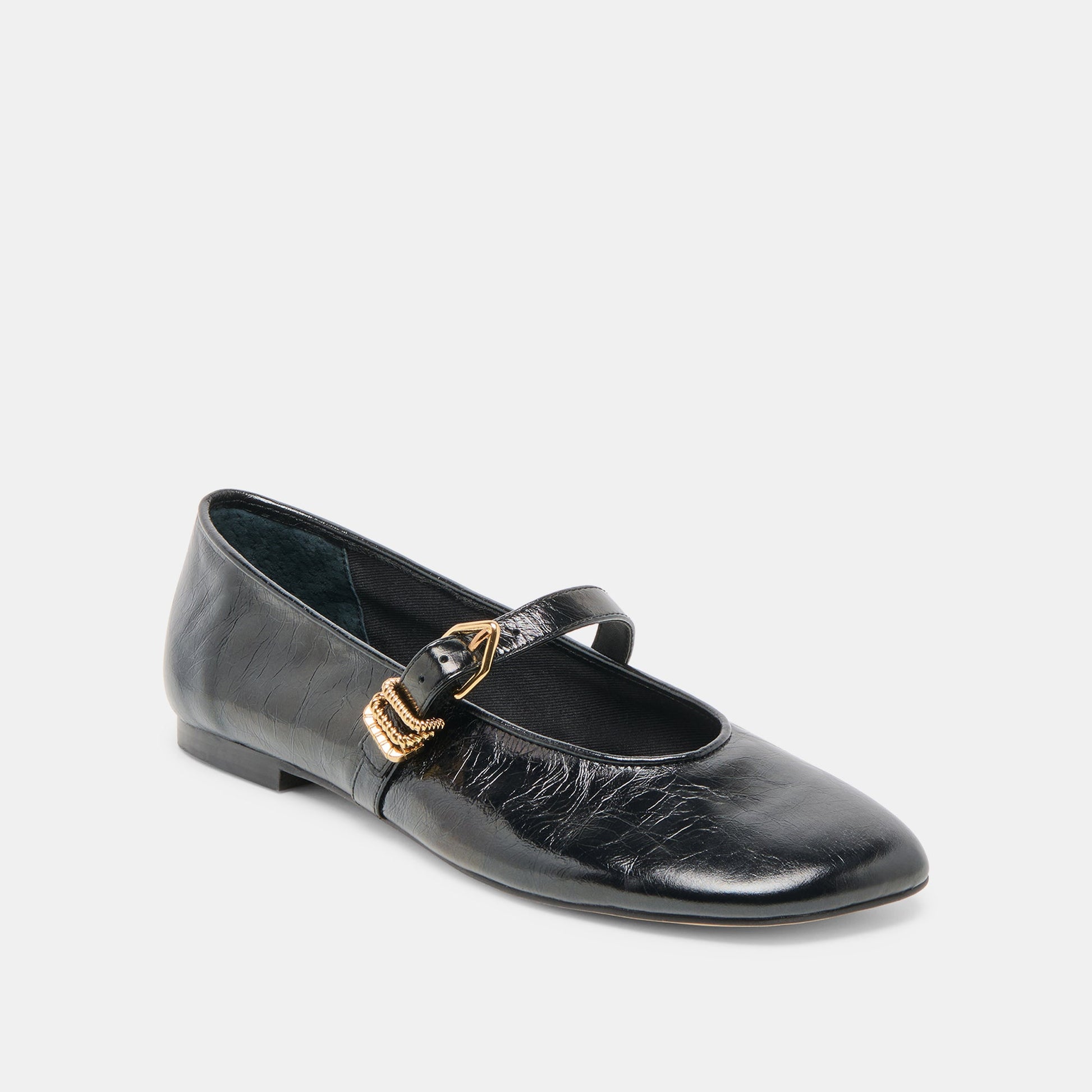 Alizza Midnight Crinkle Patent Ballet Flats Dolce Vita