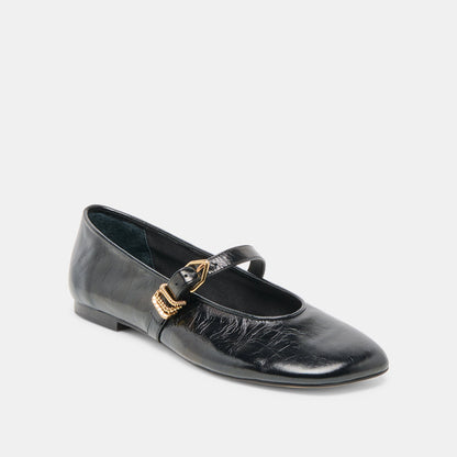 Alizza Midnight Crinkle Patent Ballet Flats Dolce Vita