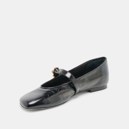Alizza Midnight Crinkle Patent Ballet Flats Dolce Vita