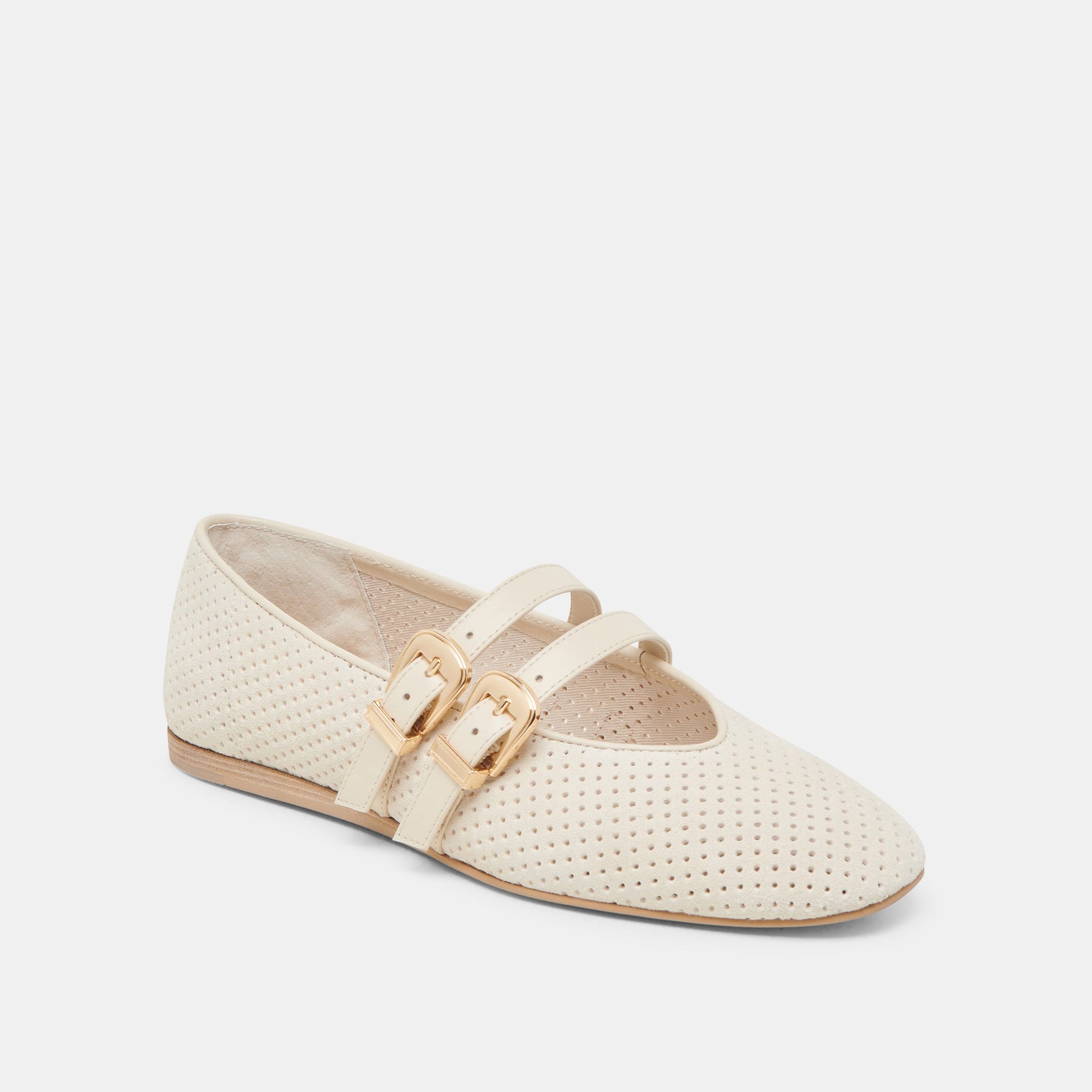 BAYLEE BALLET FLATS BONE PERFORATED SUEDE Dolce Vita