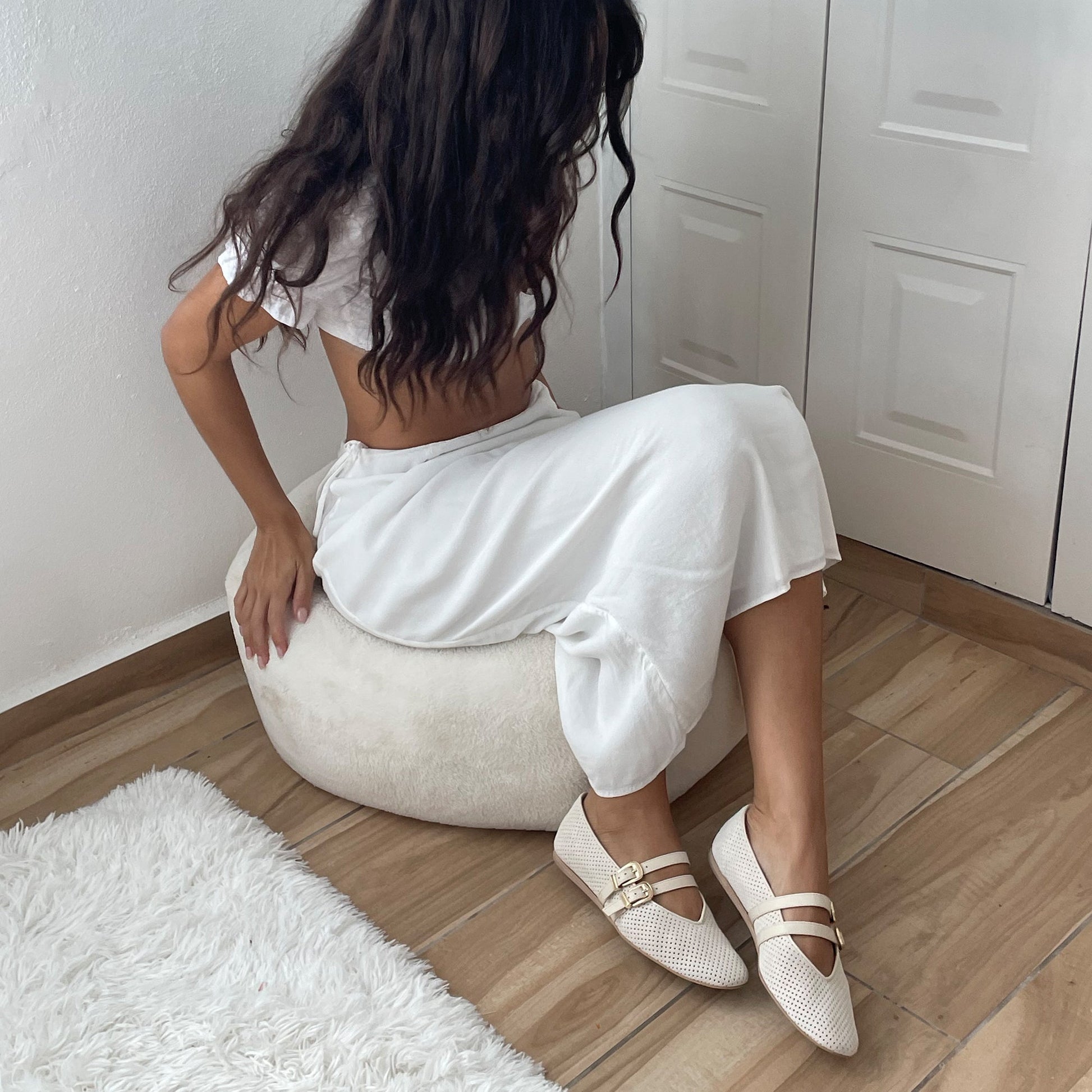 BAYLEE BALLET FLATS BONE PERFORATED SUEDE Dolce Vita