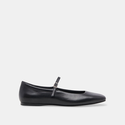 Reyes Wide Ballet Flats Black Leather Dolce Vita