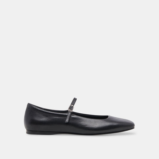 Reyes Wide Ballet Flats Black Leather Dolce Vita