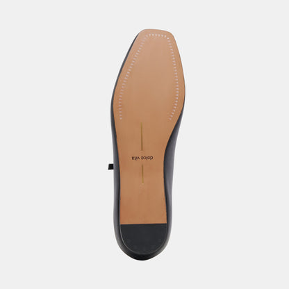 Reyes Wide Ballet Flats Black Leather Dolce Vita