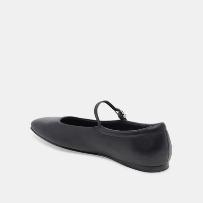 Reyes Wide Ballet Flats Black Leather Dolce Vita