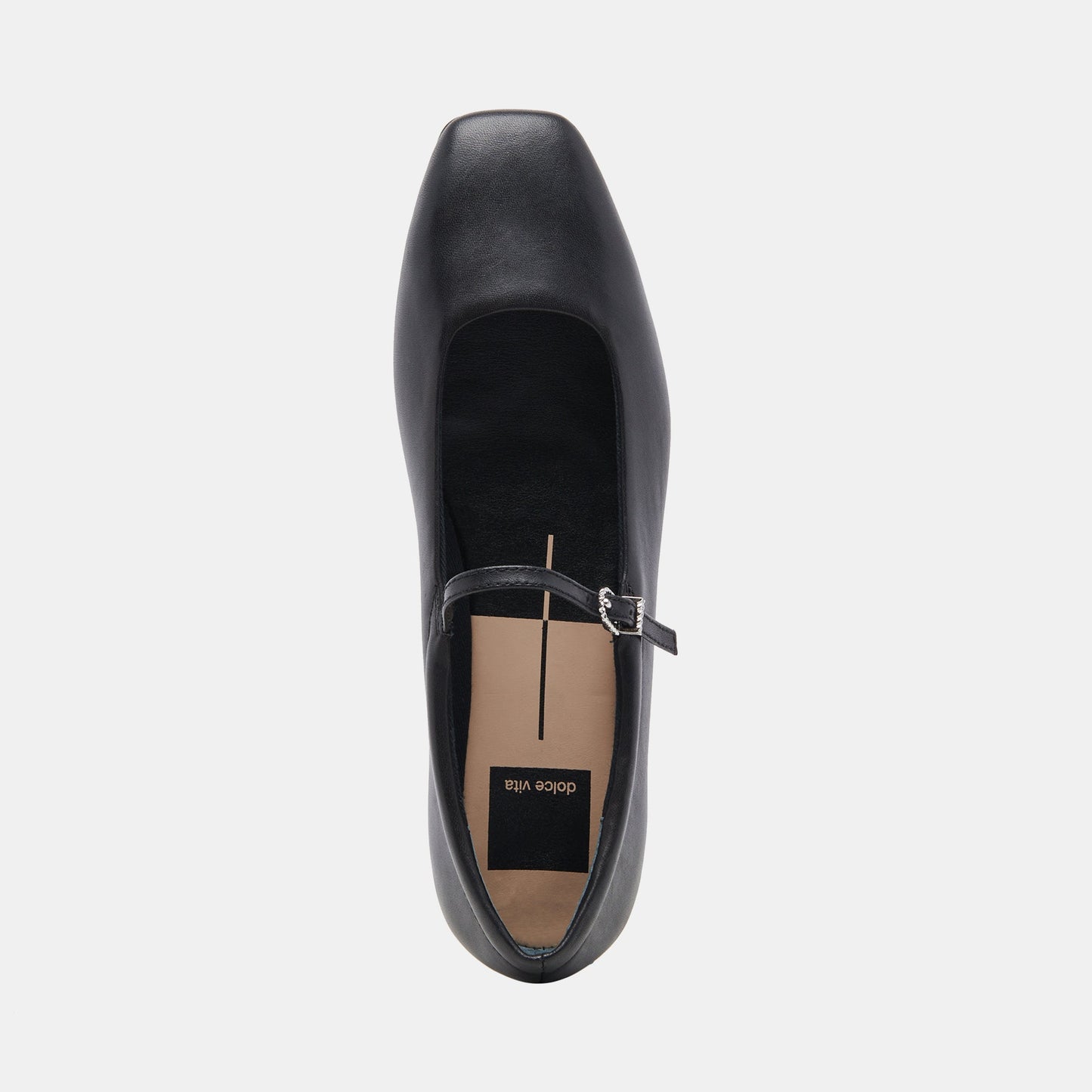 Reyes Wide Ballet Flats Black Leather Dolce Vita