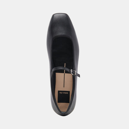 Reyes Wide Ballet Flats Black Leather Dolce Vita