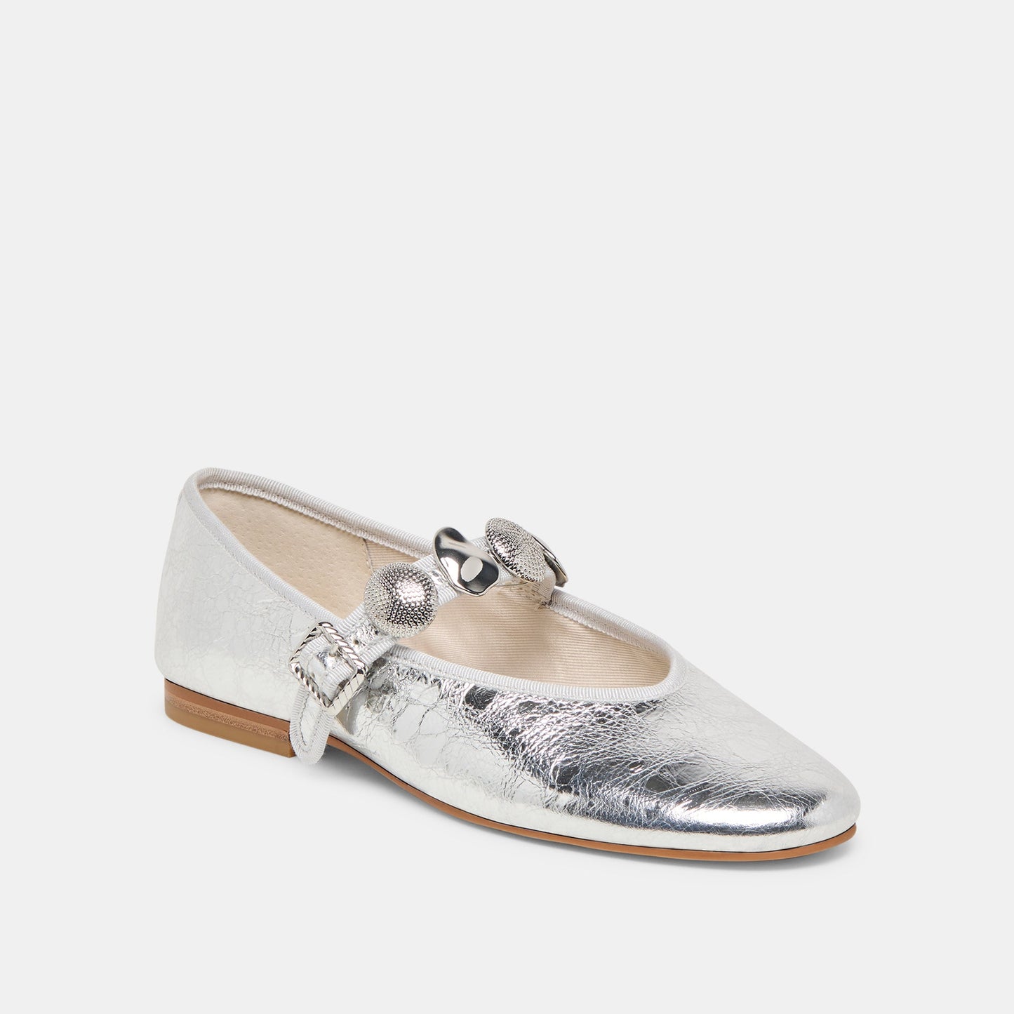 Relan Silver Distressed Leather Ballet Flats Dolce Vita
