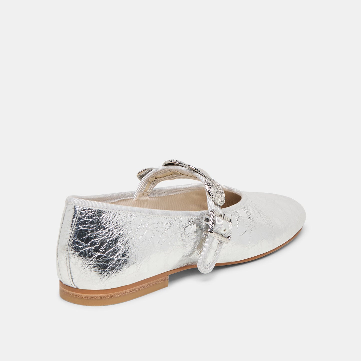 Relan Silver Distressed Leather Ballet Flats Dolce Vita