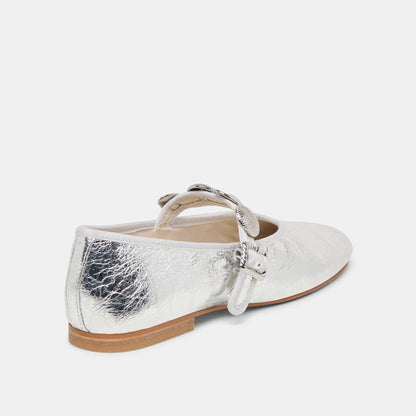 Relan Silver Distressed Leather Ballet Flats Dolce Vita