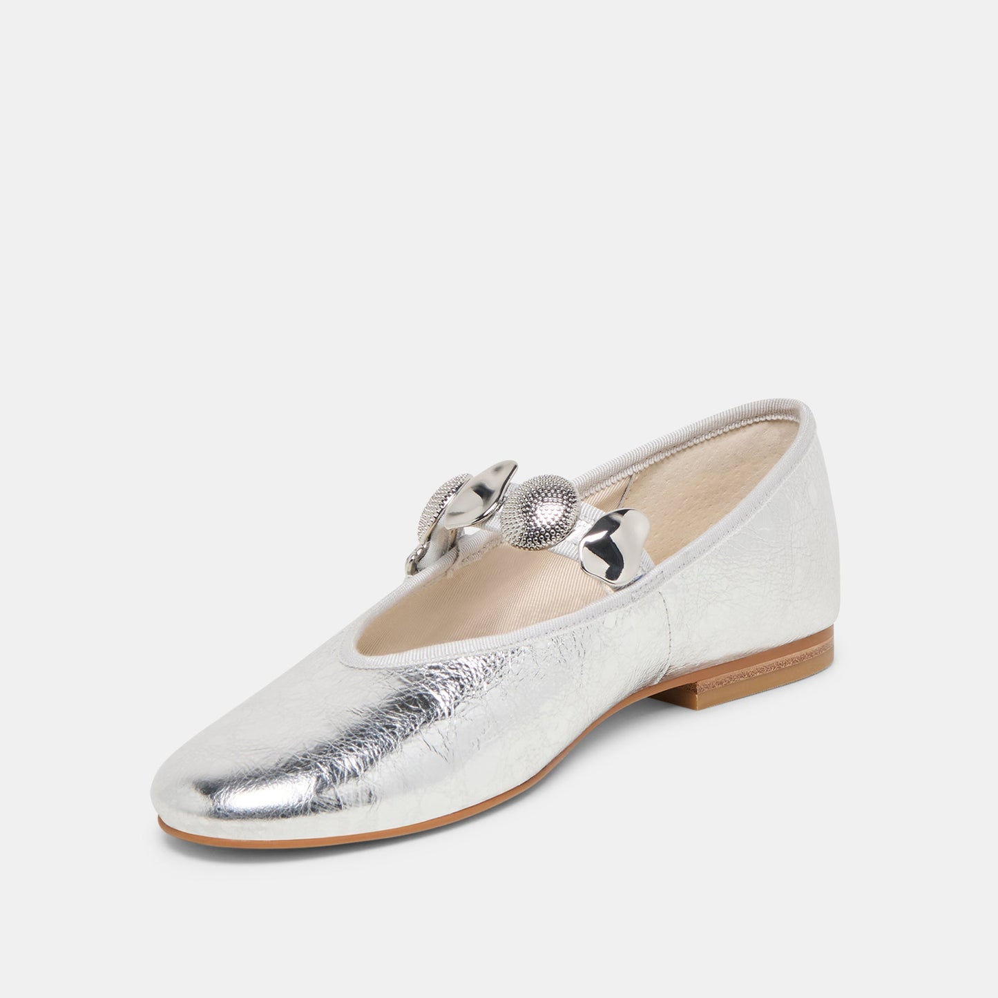 Relan Silver Distressed Leather Ballet Flats Dolce Vita