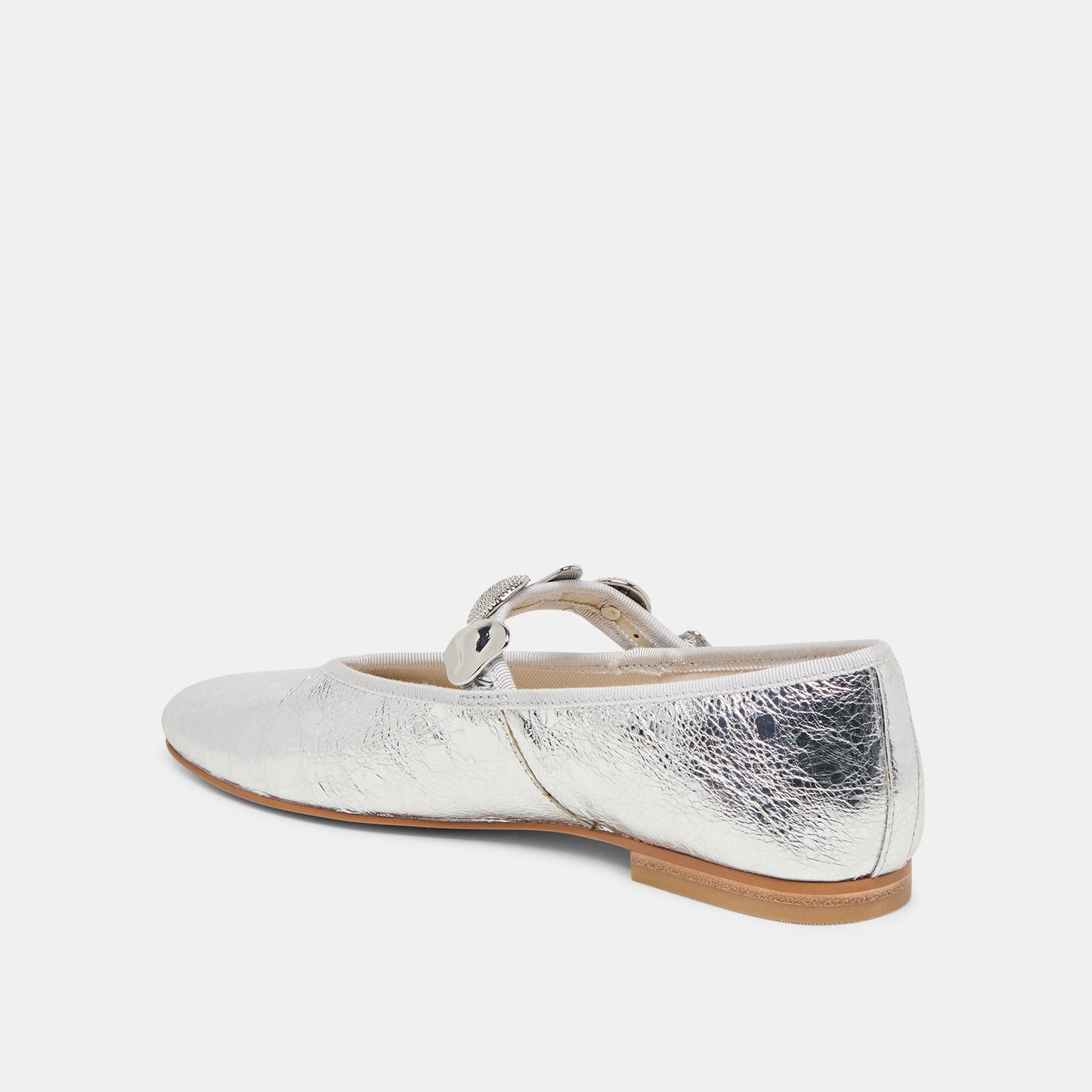 Relan Silver Distressed Leather Ballet Flats Dolce Vita