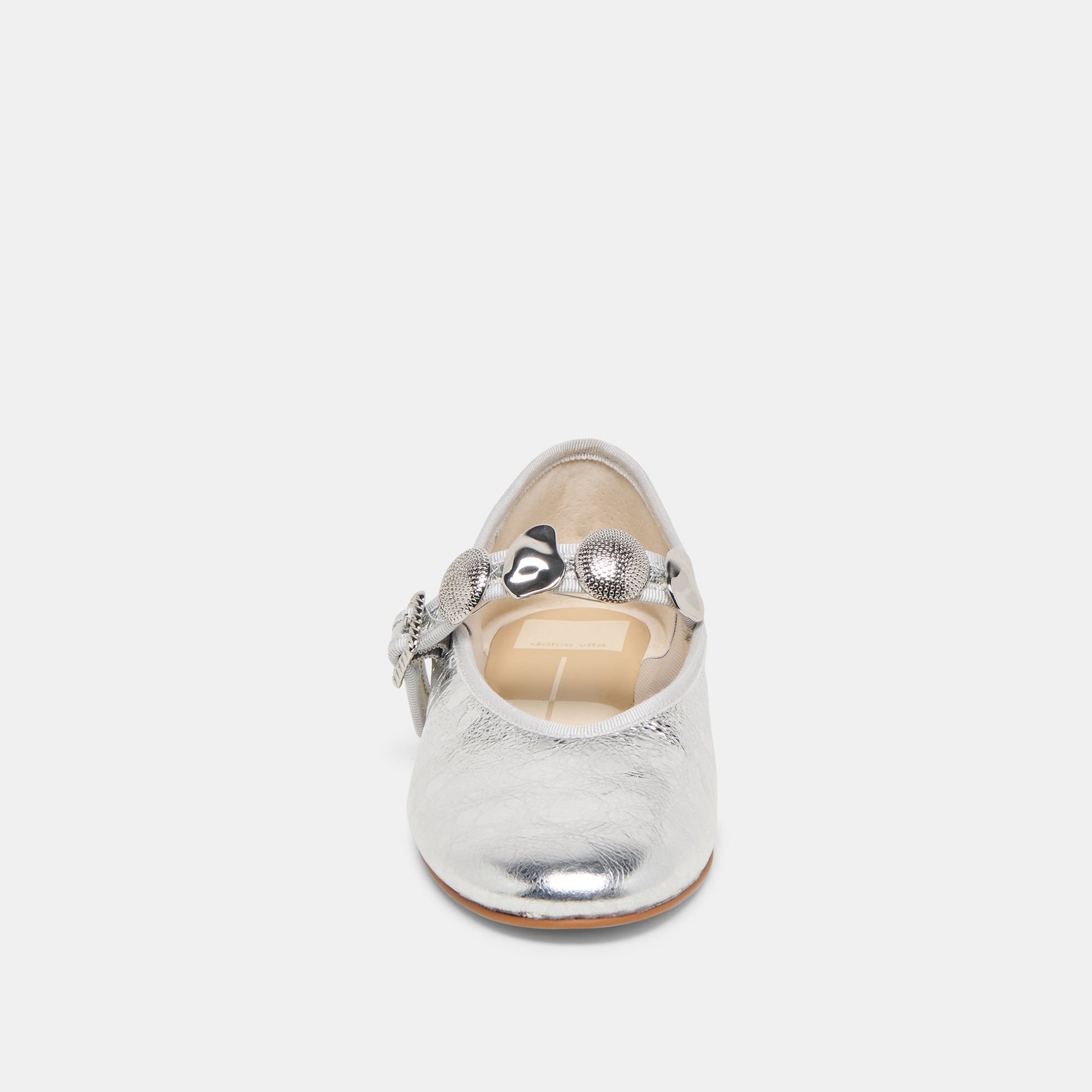 Relan Silver Distressed Leather Ballet Flats Dolce Vita