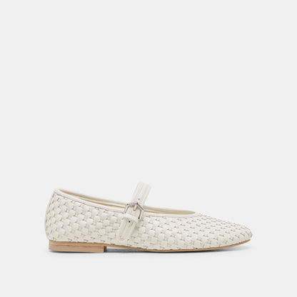 Roslyn True White Woven Leather Ballet Flats Dolce Vita