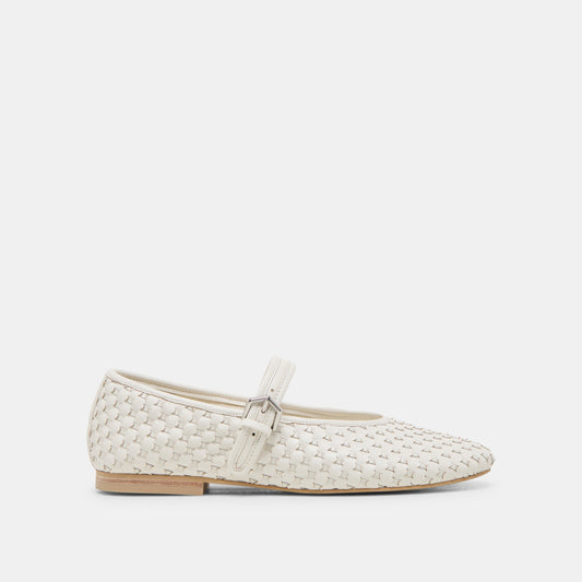 Roslyn True White Woven Leather Ballet Flats Dolce Vita