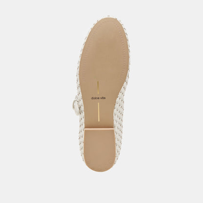 Roslyn True White Woven Leather Ballet Flats Dolce Vita