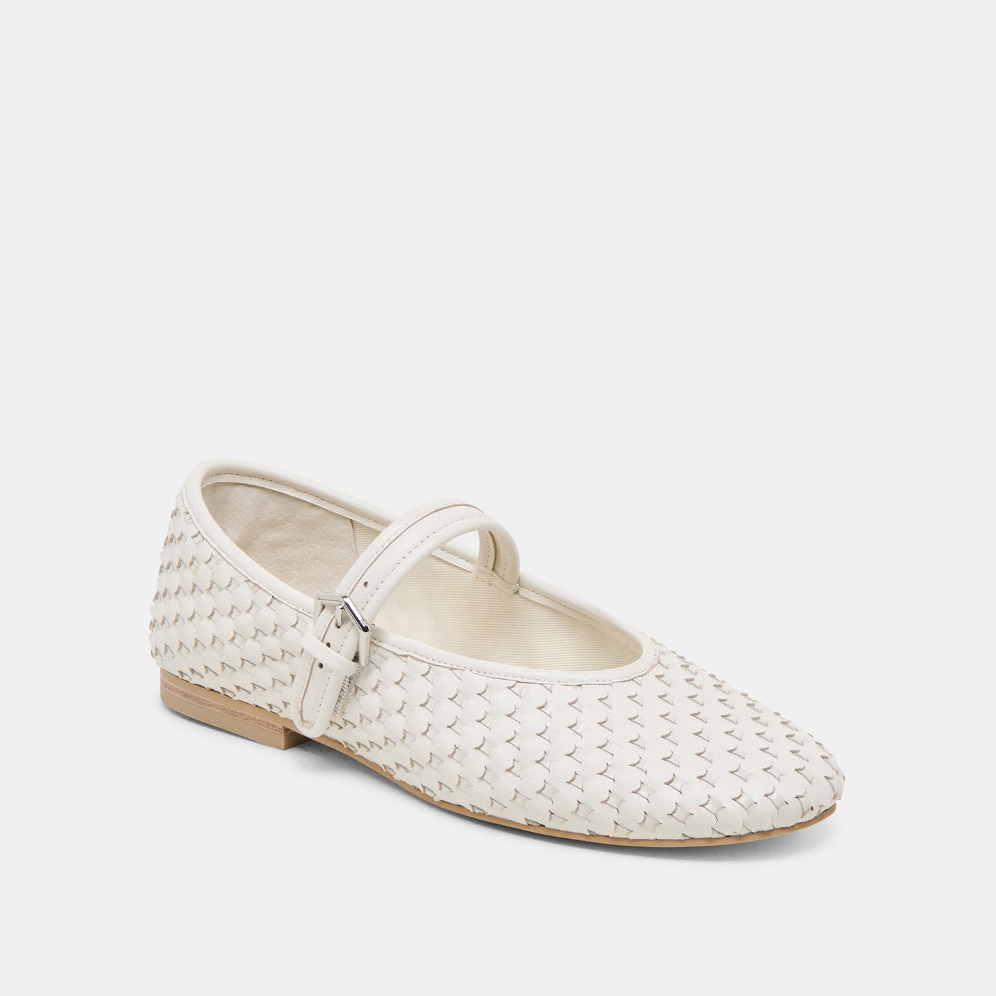 Roslyn True White Woven Leather Ballet Flats Dolce Vita