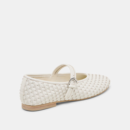 Roslyn True White Woven Leather Ballet Flats Dolce Vita