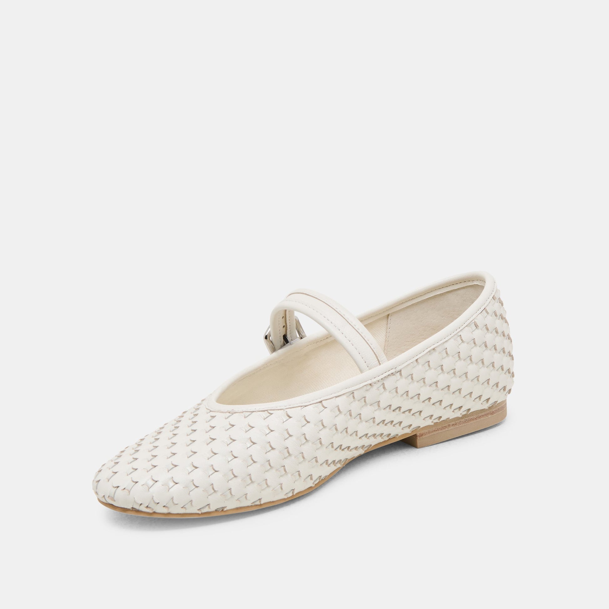 Roslyn True White Woven Leather Ballet Flats Dolce Vita
