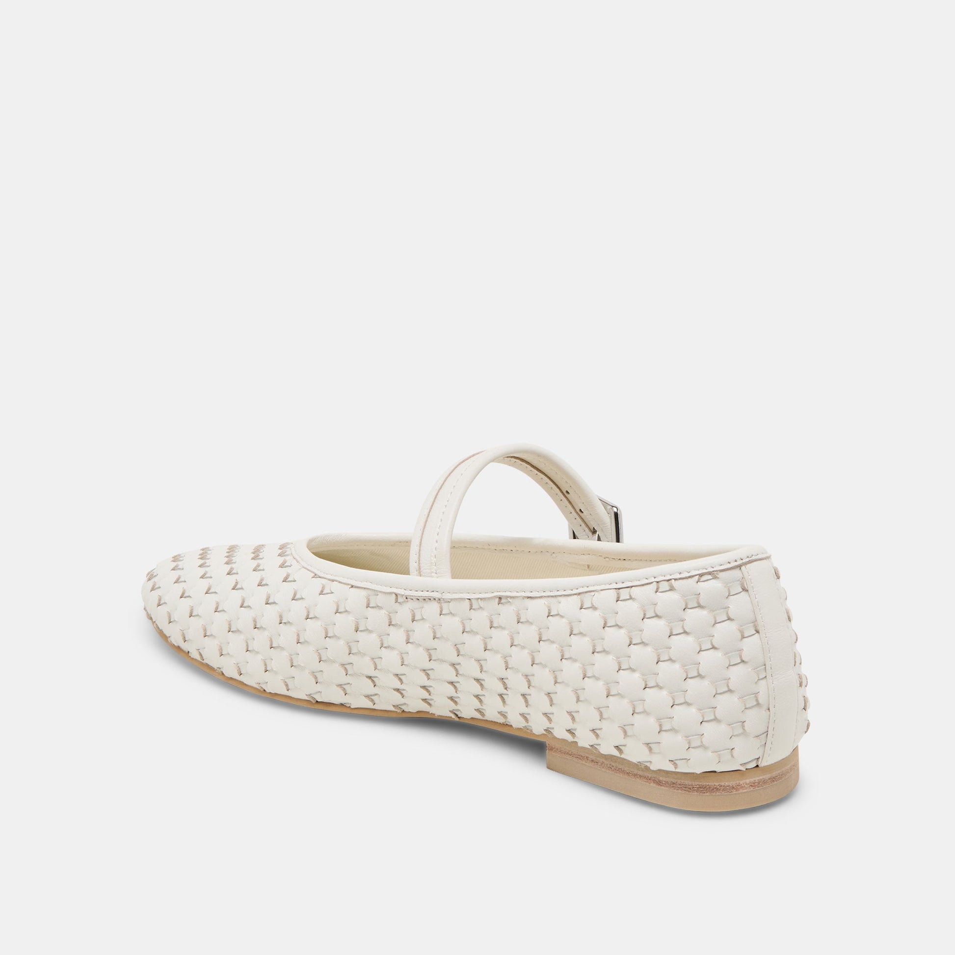 Roslyn True White Woven Leather Ballet Flats Dolce Vita