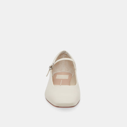 Reyes Wide Ballet Flats Ivory Leather Dolce Vita