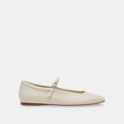 Reyes Wide Ballet Flats Ivory Leather Dolce Vita