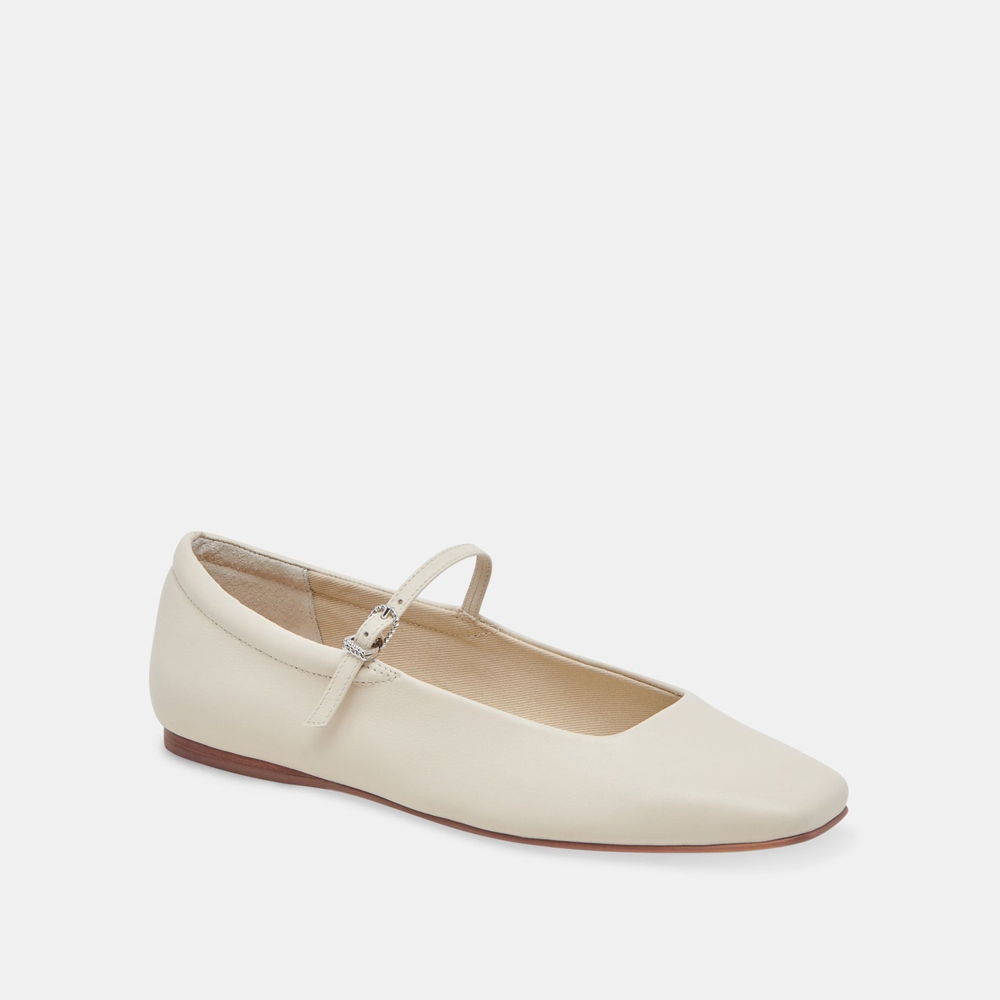 Reyes Wide Ballet Flats Ivory Leather Dolce Vita