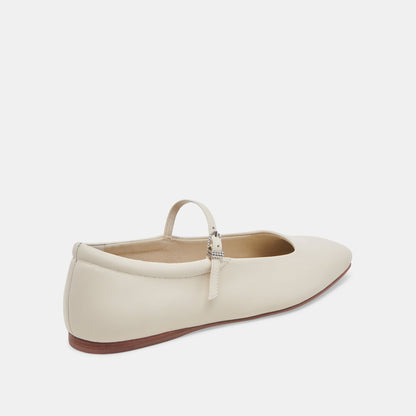 Reyes Wide Ballet Flats Ivory Leather Dolce Vita