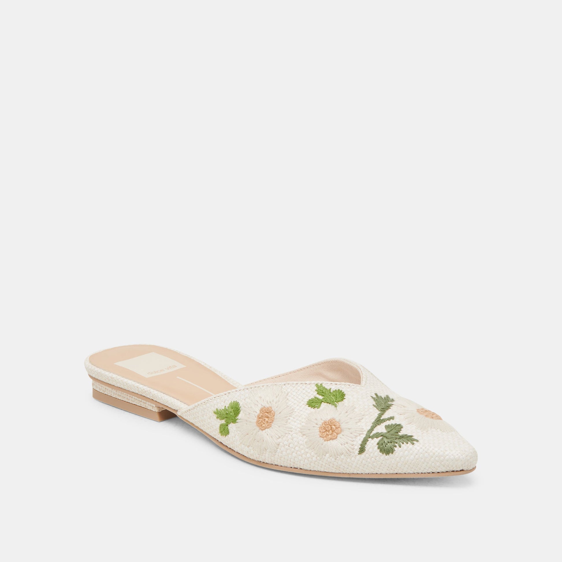 ELM FLATS WHITE FLORAL RAFFIA Dolce Vita