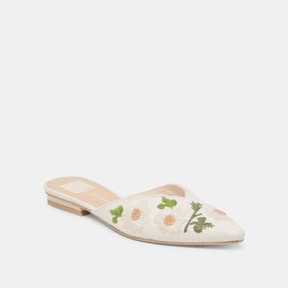 ELM FLATS WHITE FLORAL RAFFIA Dolce Vita