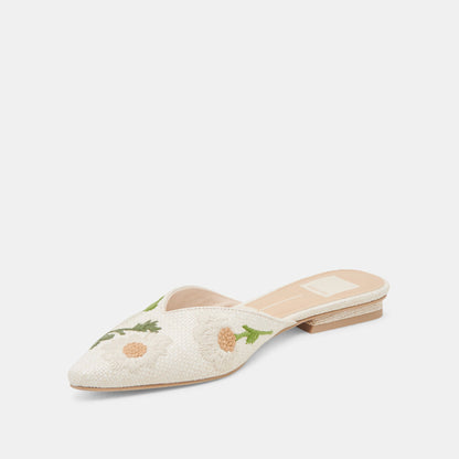ELM FLATS WHITE FLORAL RAFFIA Dolce Vita