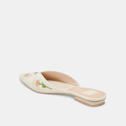 ELM FLATS WHITE FLORAL RAFFIA Dolce Vita