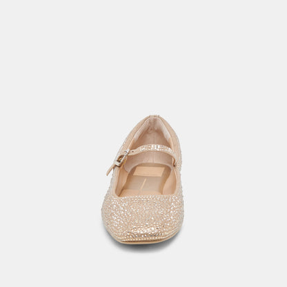 REYES CRYSTAL BALLET FLATS LIGHT GOLD CRYSTAL Dolce Vita
