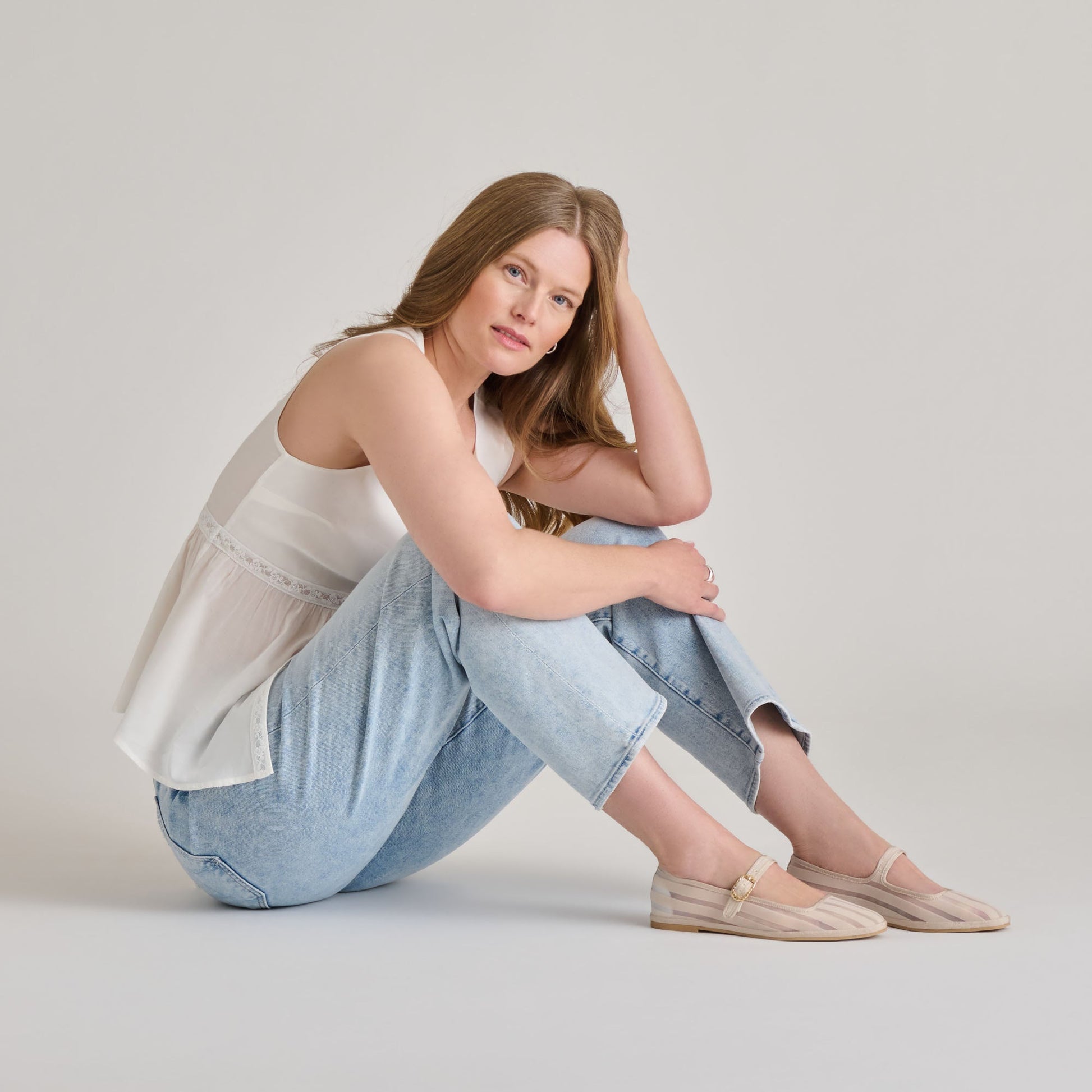 TAMEKA BALLET FLATS BONE STRIPE MESH Dolce Vita