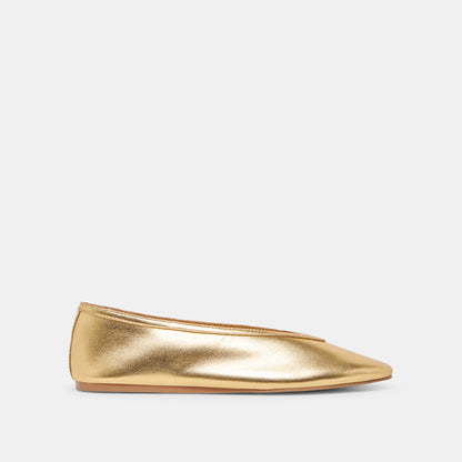Braidy Gold Metallic Leather Ballet Flats Dolce Vita