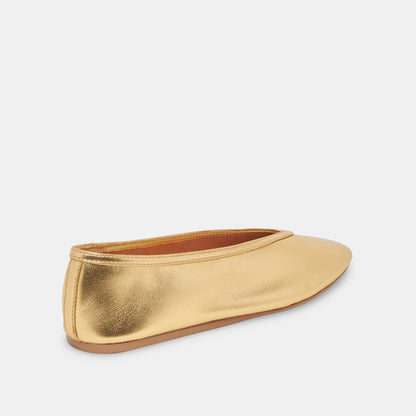 Braidy Gold Metallic Leather Ballet Flats Dolce Vita