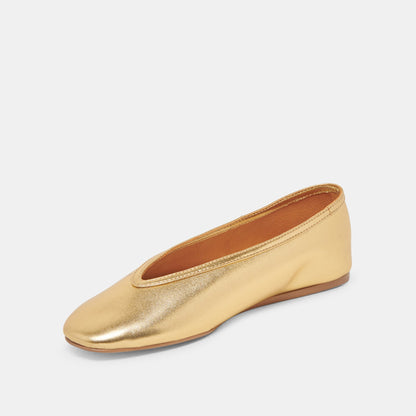 Braidy Gold Metallic Leather Ballet Flats Dolce Vita