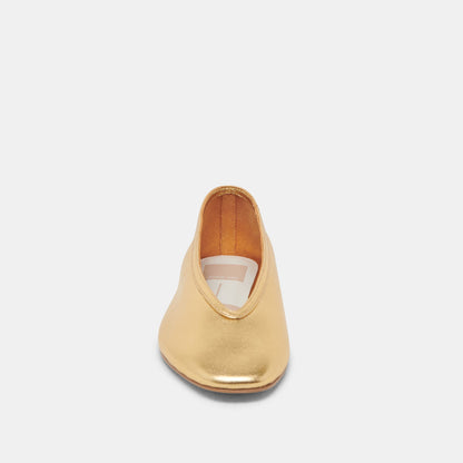 Braidy Gold Metallic Leather Ballet Flats Dolce Vita