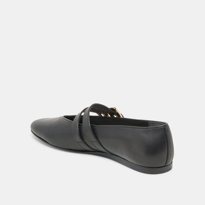 BAYLEE WIDE BALLET FLATS BLACK LEATHER Dolce Vita