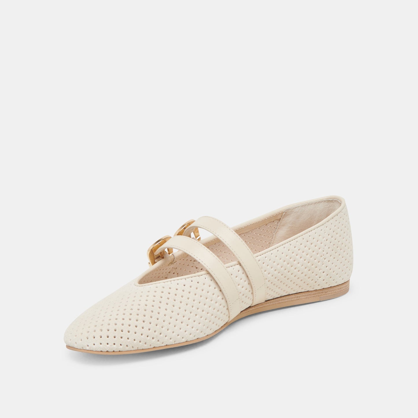 Baylee Wide Bone Perforated Suede Ballet Flats Dolce Vita