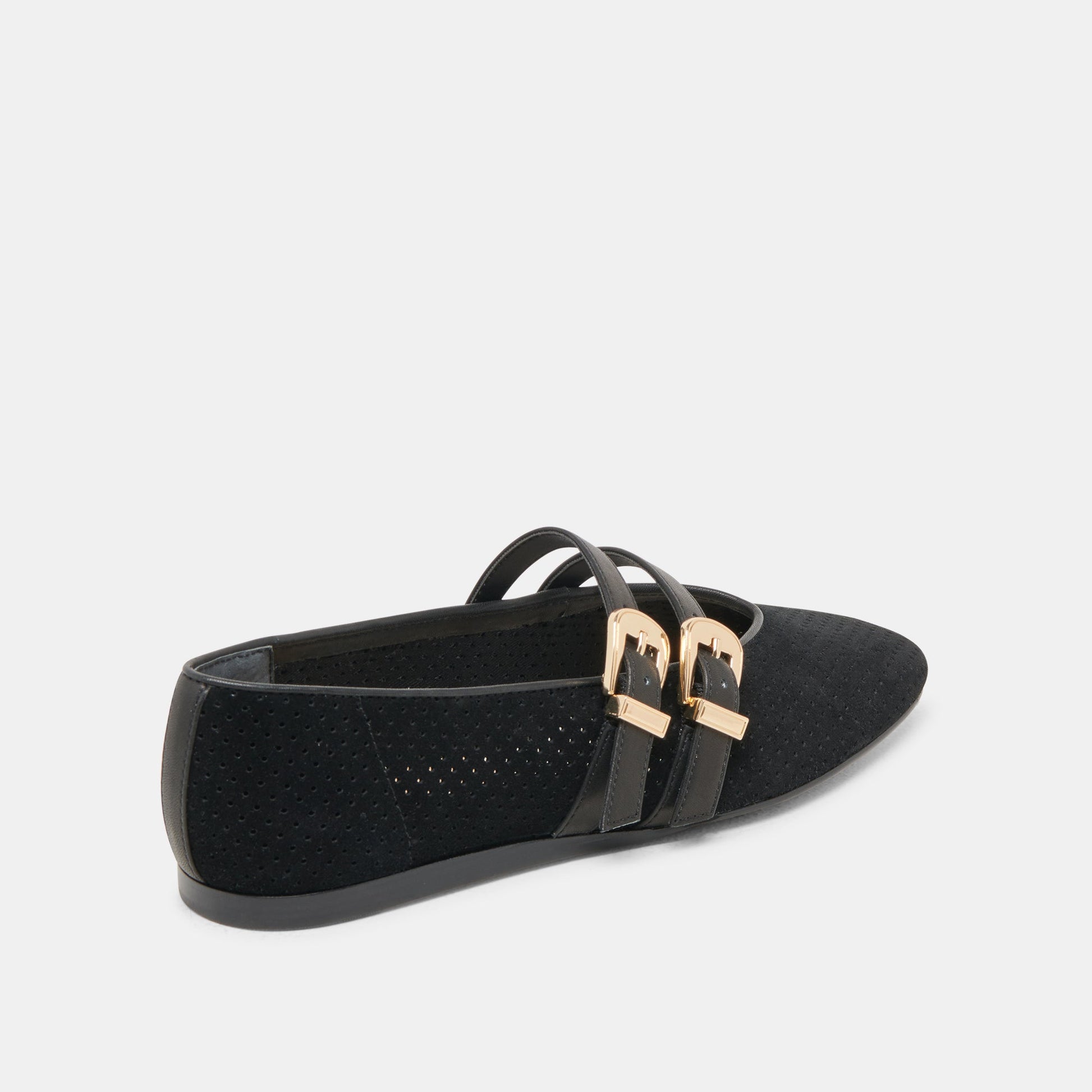 Baylee Wide Onyx Perforated Suede Ballet Flats Dolce Vita