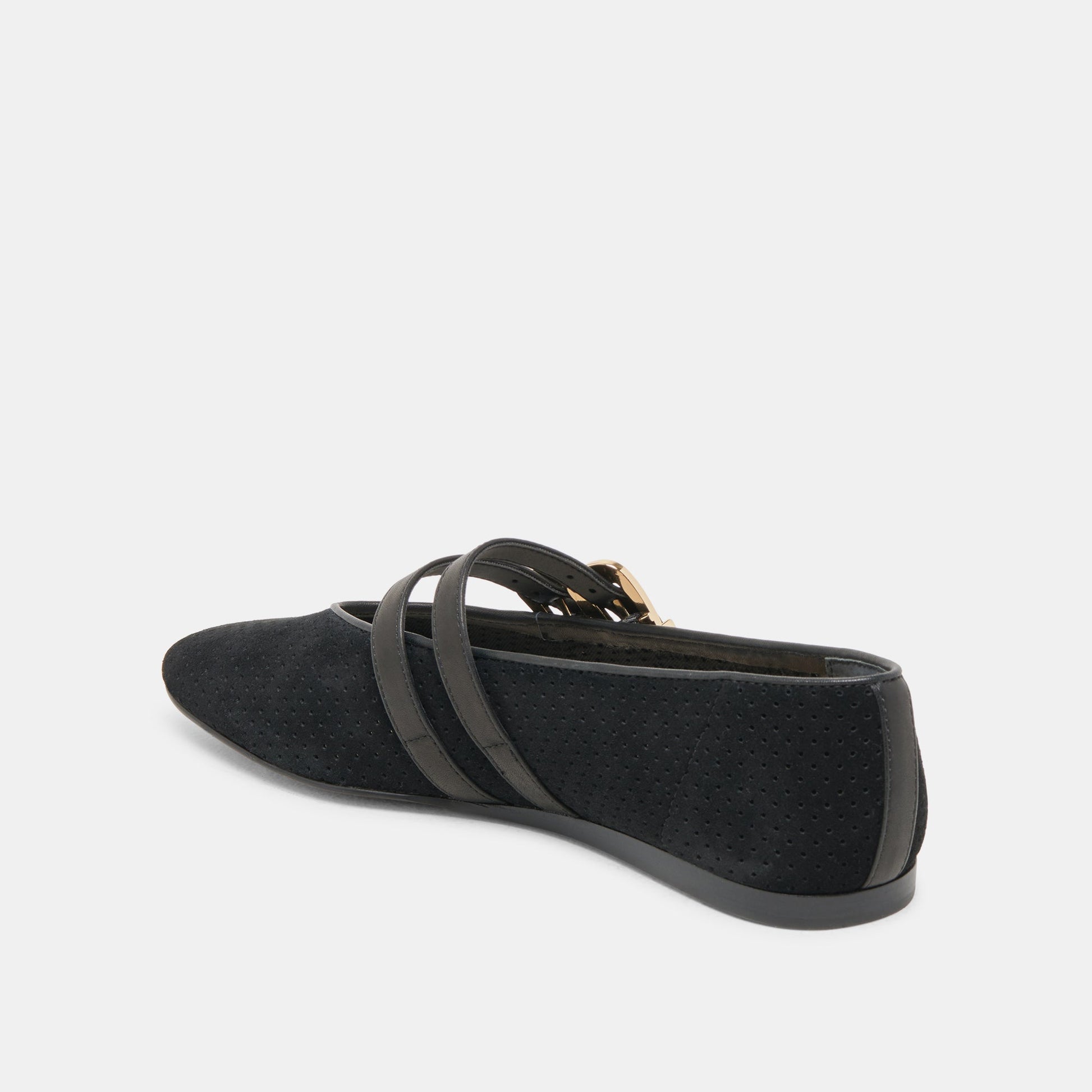 Baylee Wide Onyx Perforated Suede Ballet Flats Dolce Vita