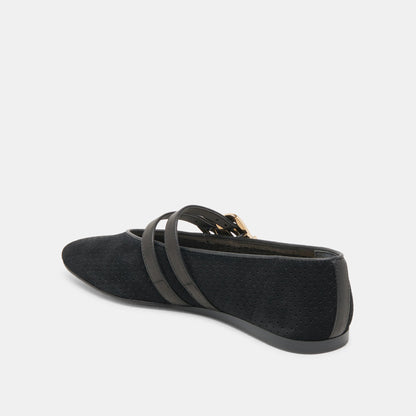 Baylee Wide Onyx Perforated Suede Ballet Flats Dolce Vita
