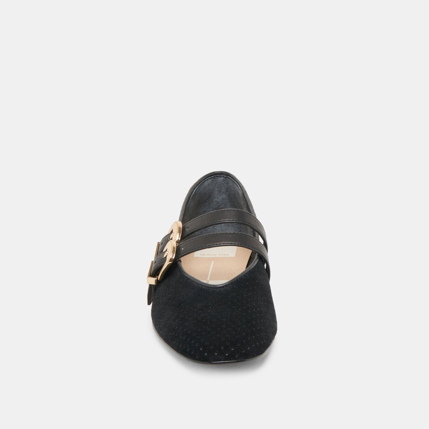 Baylee Wide Onyx Perforated Suede Ballet Flats Dolce Vita
