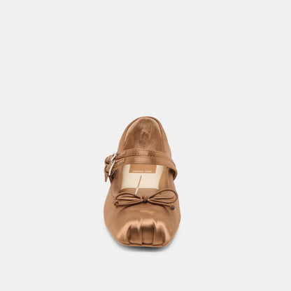 Gibsen Mid Brown Satin Ballet Flats Dolce Vita